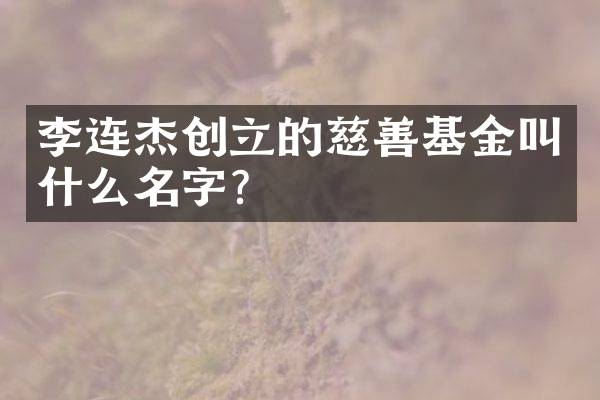 李连杰创立的慈善基金叫什么名字？