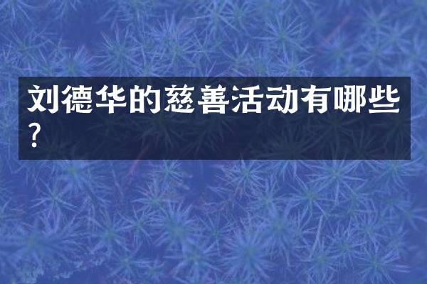 刘德华的慈善活动有哪些？
