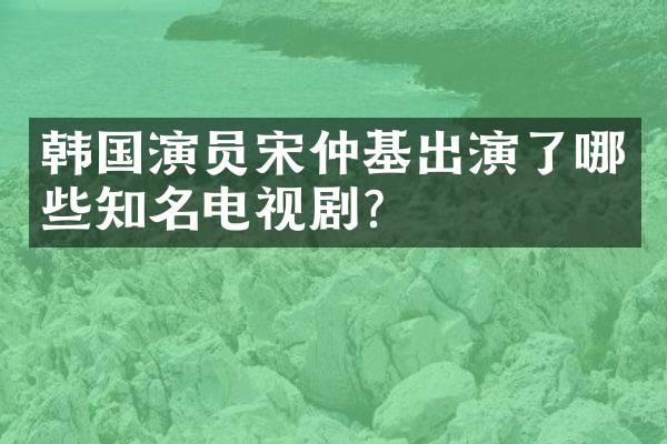 韩国演员宋仲基出演了哪些知名电视剧？