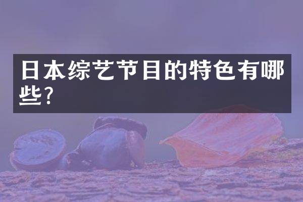 日本综艺节目的特色有哪些？
