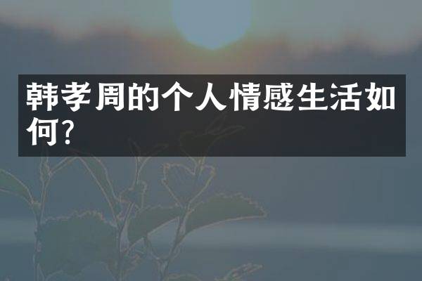 韩孝周的个人情感生活如何？