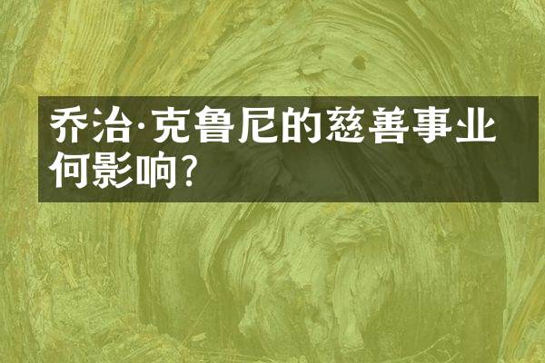 乔治&middot;克鲁尼的慈善事业有何影响？