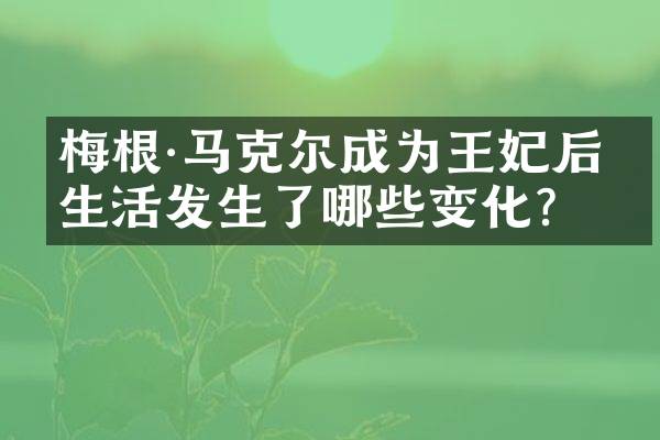 梅根&middot;马克尔成为王妃后的生活发生了哪些变化？