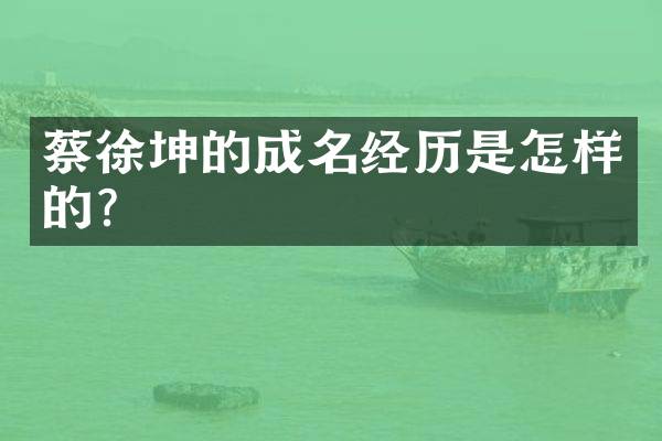 蔡徐坤的成名经历是怎样的？